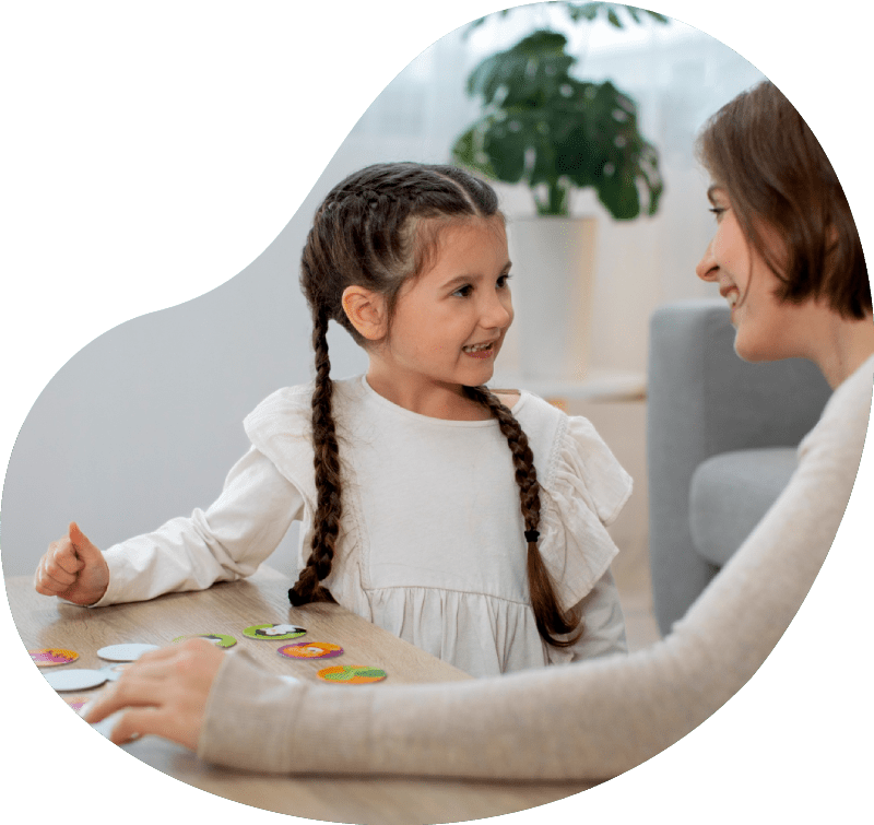 Fun and interaction sessions Medium shot mother and girl playing game